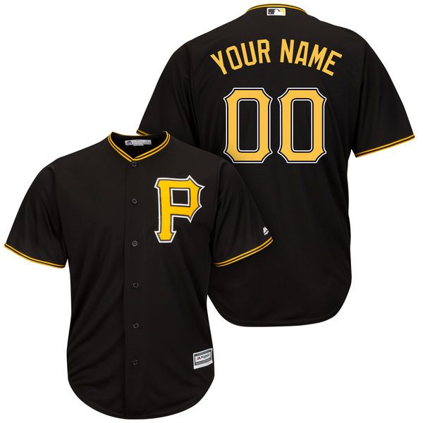 Men Pittsburgh Pirates Majestic Black Cool Base Custom MLB Jersey